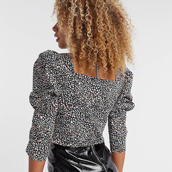 Topshop corset blouse in animal print crop Top , Size 8, NWT - Picture 5 of 14